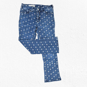 Pilcro and the Letterpress Daisy Floral Embroidered Crop Bootcut Jeans Size 28